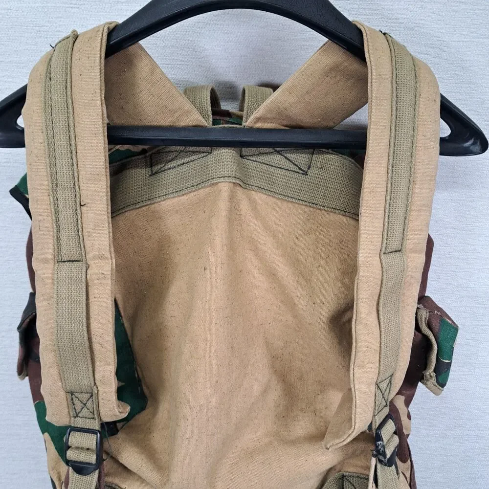 Woodland Camo Canvas Rucksack Backpack Vintage Scout Patch Gorpcore Daypack